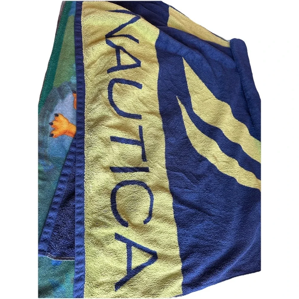 Vintage Nautica Beach Collection Bath Beach Towel Blue Green 34
